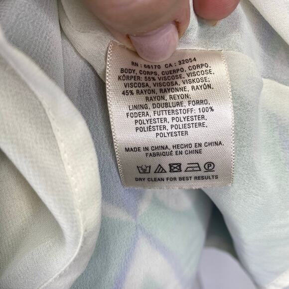 MAEVE Anthropologie Folksong Bird Shift Dress Blue & Green Size L Geometric Boho - Picture 7 of 9